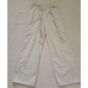 Womens linen slight wide leg pant Size small ambiance brand. Tan color